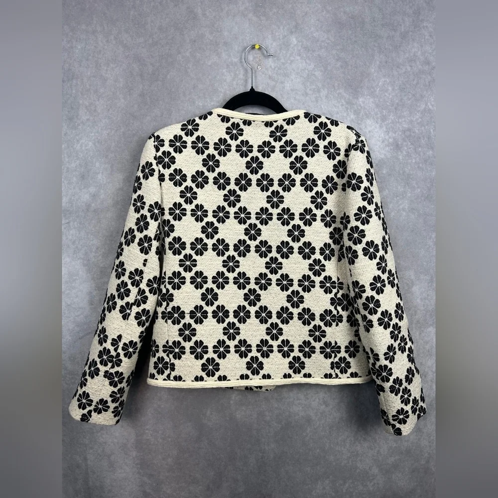 Kate‎ Spade Tweed Jacket skirt suit Career Office Cream&black Floral Size 4